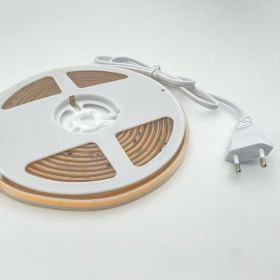 Alta tensão ac110/220v alta densidade ao ar livre cob tira conduzida cri90 dotless ip65 à prova dip65 água reino unido ou europeu plug cob led strip light